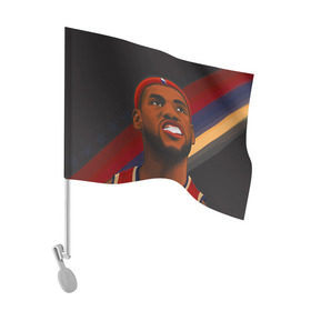 Флаг для автомобиля с принтом LeBron James в Кировске, 100% полиэстер | Размер: 30*21 см | cleveland cavaliers | lebron james | nba. | баскетбол | баскетболист | джеймс леброн | кливленд кавальерс | нба