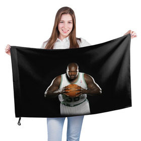 Флаг 3D с принтом Shaquille O`Neal в Кировске, 100% полиэстер | плотность ткани — 95 г/м2, размер — 67 х 109 см. Принт наносится с одной стороны | shaquille oneal | баскетболист | нба | шакил онил