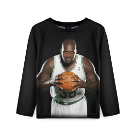 Детский лонгслив 3D с принтом Shaquille O`Neal в Кировске, 100% полиэстер | длинные рукава, круглый вырез горловины, полуприлегающий силуэт
 | Тематика изображения на принте: shaquille oneal | баскетболист | нба | шакил онил