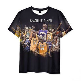 Мужская футболка 3D с принтом Shaquille O`Neal в Кировске, 100% полиэфир | прямой крой, круглый вырез горловины, длина до линии бедер | shaquille oneal | баскетболист | нба | шакил онил