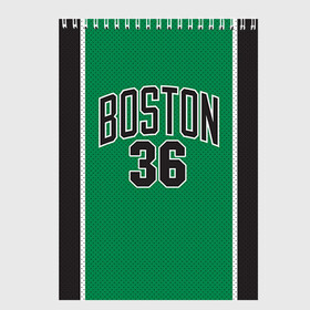 Скетчбук с принтом Boston Celtics 36 в Кировске, 100% бумага
 | 48 листов, плотность листов — 100 г/м2, плотность картонной обложки — 250 г/м2. Листы скреплены сверху удобной пружинной спиралью | 36 | boston celtics | shaquille oneal | бостон | бостон селтикс | нба | селтикс | шакил онил