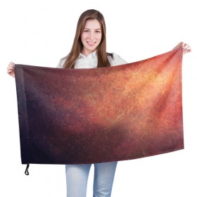 Флаг 3D с принтом Космические пятна в Кировске, 100% полиэстер | плотность ткани — 95 г/м2, размер — 67 х 109 см. Принт наносится с одной стороны | кометы | космос | оранжевый | пятна | текстура | царапины