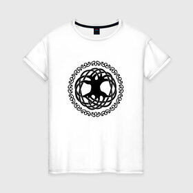 Женская футболка хлопок с принтом Дерево жизни в Кировске, 100% хлопок | прямой крой, круглый вырез горловины, длина до линии бедер, слегка спущенное плечо | дерево жизни | джен делис | кельты | символы
