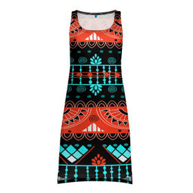 Платье-майка 3D с принтом Аддис-Абеба в Кировске, 100% полиэстер | полуприлегающий силуэт, широкие бретели, круглый вырез горловины, удлиненный подол сзади. | орнамент | цветной | этно | яркий