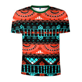 Мужская футболка 3D спортивная с принтом Аддис-Абеба в Кировске, 100% полиэстер с улучшенными характеристиками | приталенный силуэт, круглая горловина, широкие плечи, сужается к линии бедра | Тематика изображения на принте: орнамент | цветной | этно | яркий
