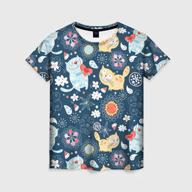 Женская футболка 3D с принтом Котята в Кировске, 100% полиэфир ( синтетическое хлопкоподобное полотно) | прямой крой, круглый вырез горловины, длина до линии бедер | кот | котики | котята | любовь | милые котята | подарок | прикольные картинки