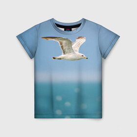 Детская футболка 3D с принтом Чайка в Кировске, 100% гипоаллергенный полиэфир | прямой крой, круглый вырез горловины, длина до линии бедер, чуть спущенное плечо, ткань немного тянется | вода | море | пернатые | природа | простор | птица | свобода | солнце | чайка