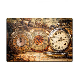 Пазл магнитный 126 элементов с принтом Часы в Кировске, полимерный материал с магнитным слоем | 126 деталей, размер изделия —  180*270 мм | золото | карманные часы | старина | часы