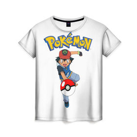 Женская футболка 3D с принтом Pokemon / Ash Ketchum в Кировске, 100% полиэфир ( синтетическое хлопкоподобное полотно) | прямой крой, круглый вырез горловины, длина до линии бедер | go | pokemon | го | игра | мультфильм | покемон | эш кетчум