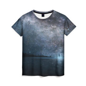 Женская футболка 3D с принтом Звездное небо в Кировске, 100% полиэфир ( синтетическое хлопкоподобное полотно) | прямой крой, круглый вырез горловины, длина до линии бедер | вселенная | галактика | звезды | небо | ночь