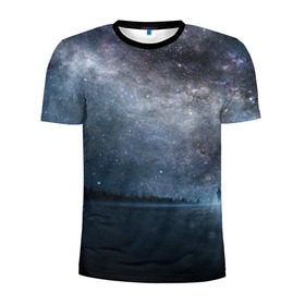 Мужская футболка 3D спортивная с принтом Звездное небо в Кировске, 100% полиэстер с улучшенными характеристиками | приталенный силуэт, круглая горловина, широкие плечи, сужается к линии бедра | вселенная | галактика | звезды | небо | ночь