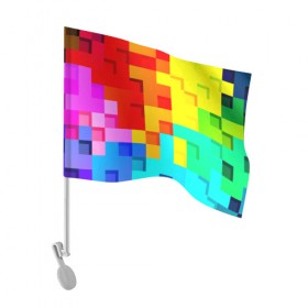 Флаг для автомобиля с принтом Pixel-Fon в Кировске, 100% полиэстер | Размер: 30*21 см | кубики | пиксель | разноцветный | текстура | яркий