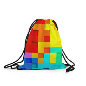Рюкзак-мешок 3D с принтом Pixel-Fon в Кировске, 100% полиэстер | плотность ткани — 200 г/м2, размер — 35 х 45 см; лямки — толстые шнурки, застежка на шнуровке, без карманов и подкладки | кубики | пиксель | разноцветный | текстура | яркий