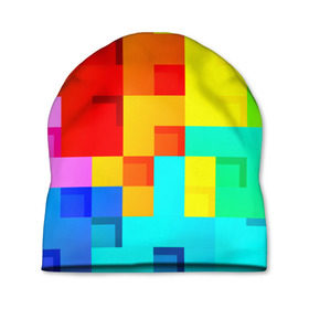 Шапка 3D с принтом Pixel-Fon в Кировске, 100% полиэстер | универсальный размер, печать по всей поверхности изделия | кубики | пиксель | разноцветный | текстура | яркий