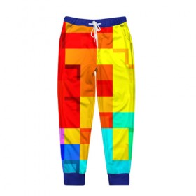 Мужские брюки 3D с принтом Pixel-Fon в Кировске, 100% полиэстер | манжеты по низу, эластичный пояс регулируется шнурком, по бокам два кармана без застежек, внутренняя часть кармана из мелкой сетки | кубики | пиксель | разноцветный | текстура | яркий