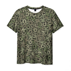 Мужская футболка 3D с принтом Камуфляж с буквами в Кировске, 100% полиэфир | прямой крой, круглый вырез горловины, длина до линии бедер | камуфляж