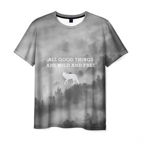 Мужская футболка 3D с принтом лес в Кировске, 100% полиэфир | прямой крой, круглый вырез горловины, длина до линии бедер | горы | лес | море | охота | приключения | природа | рыбалка | свобода | скалы | туман | туризм | экстрим