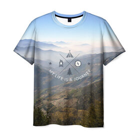 Мужская футболка 3D с принтом горы в Кировске, 100% полиэфир | прямой крой, круглый вырез горловины, длина до линии бедер | горы | лес | море | охота | приключения | природа | рыбалка | свобода | скалы | туман | туризм | экстрим