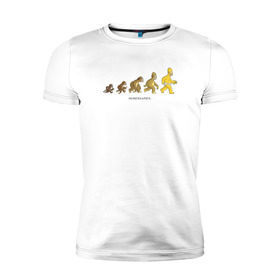 Мужская футболка премиум с принтом Эволюция Гомера в Кировске, 92% хлопок, 8% лайкра | приталенный силуэт, круглый вырез ворота, длина до линии бедра, короткий рукав | homer simpson | the simpsons | гомер | симпсоны | эволюция