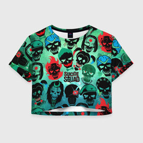 Женская футболка 3D укороченная с принтом Suicide Squad в Кировске, 100% полиэстер | круглая горловина, длина футболки до линии талии, рукава с отворотами | harley quinn | suicide squad | харли квинн
