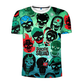 Мужская футболка 3D спортивная с принтом Suicide Squad в Кировске, 100% полиэстер с улучшенными характеристиками | приталенный силуэт, круглая горловина, широкие плечи, сужается к линии бедра | harley quinn | suicide squad | харли квинн