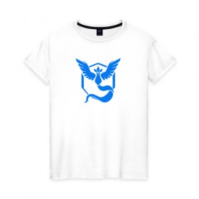 Женская футболка хлопок с принтом TEAM MYSTIC в Кировске, 100% хлопок | прямой крой, круглый вырез горловины, длина до линии бедер, слегка спущенное плечо | покемон го