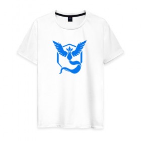 Мужская футболка хлопок с принтом TEAM MYSTIC в Кировске, 100% хлопок | прямой крой, круглый вырез горловины, длина до линии бедер, слегка спущенное плечо. | покемон го