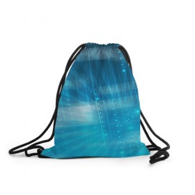 Рюкзак-мешок 3D с принтом Светящиеся линии в Кировске, 100% полиэстер | плотность ткани — 200 г/м2, размер — 35 х 45 см; лямки — толстые шнурки, застежка на шнуровке, без карманов и подкладки | линии | свет | синева | точки