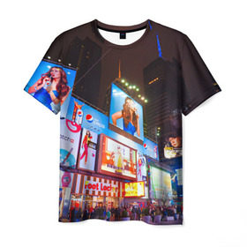 Мужская футболка 3D с принтом Авеню стрит в Кировске, 100% полиэфир | прямой крой, круглый вырез горловины, длина до линии бедер | америка | город | европа | китай | красота | новинки | ночь | огонь | пейзаж | свет