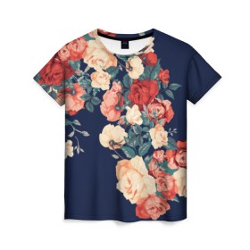 Женская футболка 3D с принтом Fashion flowers в Кировске, 100% полиэфир ( синтетическое хлопкоподобное полотно) | прямой крой, круглый вырез горловины, длина до линии бедер | fashion | flower | мода | фэшн | цветы