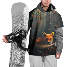 Накидка на куртку 3D с принтом Лиса в Кировске, 100% полиэстер |  | autum | forest | fox | лес | лиса | осень