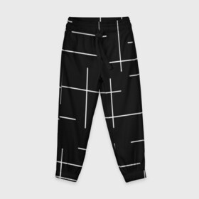 Детские брюки 3D с принтом Geometric (2) в Кировске, 100% полиэстер | манжеты по низу, эластичный пояс регулируется шнурком, по бокам два кармана без застежек, внутренняя часть кармана из мелкой сетки | geometric | белый | геометрик | линии | текстура | чёрный