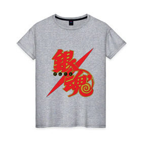 Женская футболка хлопок с принтом Gintama в Кировске, 100% хлопок | прямой крой, круглый вырез горловины, длина до линии бедер, слегка спущенное плечо | Тематика изображения на принте: 