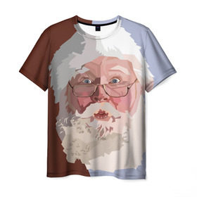 Мужская футболка 3D с принтом Санта Клаус в стиле WPAP в Кировске, 100% полиэфир | прямой крой, круглый вырез горловины, длина до линии бедер | Тематика изображения на принте: веселье | дед мороз | новый год | праздник | санта