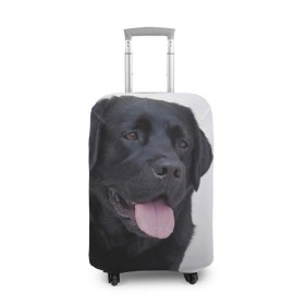 Чехол для чемодана 3D с принтом Черный лабрадор в Кировске, 86% полиэфир, 14% спандекс | двустороннее нанесение принта, прорези для ручек и колес | большая | золотистый | лабрадор | лабрадоры | палевый | песик | ретривер | собака | собаки