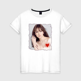 Женская футболка хлопок с принтом Song Hye-kyo в Кировске, 100% хлопок | прямой крой, круглый вырез горловины, длина до линии бедер, слегка спущенное плечо | 