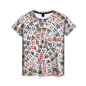 Женская футболка 3D с принтом Игральные карты 3 в Кировске, 100% полиэфир ( синтетическое хлопкоподобное полотно) | прямой крой, круглый вырез горловины, длина до линии бедер | карты | настольные игры | пасьянс | покер
