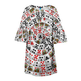 Детское платье 3D с принтом Игральные карты 3 в Кировске, 100% полиэстер | прямой силуэт, чуть расширенный к низу. Круглая горловина, на рукавах — воланы | карты | настольные игры | пасьянс | покер