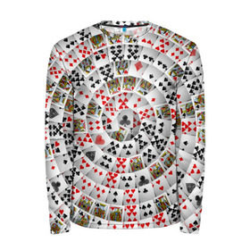 Мужской лонгслив 3D с принтом Игральные карты 3 в Кировске, 100% полиэстер | длинные рукава, круглый вырез горловины, полуприлегающий силуэт | карты | настольные игры | пасьянс | покер