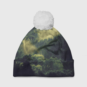 Шапка 3D c помпоном с принтом туманный лес в Кировске, 100% полиэстер | универсальный размер, печать по всей поверхности изделия | горы | лес | море | охота | приключения | природа | рыбалка | свобода | скалы | туман | туризм | экстрим