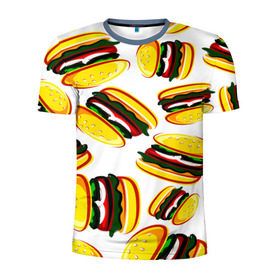 Мужская футболка 3D спортивная с принтом Гамбургер в Кировске, 100% полиэстер с улучшенными характеристиками | приталенный силуэт, круглая горловина, широкие плечи, сужается к линии бедра | Тематика изображения на принте: fast food | фастфуд