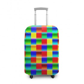 Чехол для чемодана 3D с принтом Кубики в Кировске, 86% полиэфир, 14% спандекс | двустороннее нанесение принта, прорези для ручек и колес | абстракция | кубики | пиксели | плитка | разноцветный | яркий