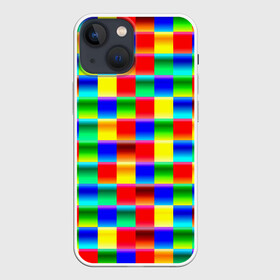 Чехол для iPhone 13 mini с принтом Кубики в Кировске,  |  | Тематика изображения на принте: абстракция | кубики | пиксели | плитка | разноцветный | яркий