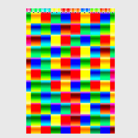 Скетчбук с принтом Кубики в Кировске, 100% бумага
 | 48 листов, плотность листов — 100 г/м2, плотность картонной обложки — 250 г/м2. Листы скреплены сверху удобной пружинной спиралью | Тематика изображения на принте: абстракция | кубики | пиксели | плитка | разноцветный | яркий