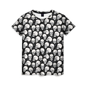 Женская футболка 3D с принтом Halloween в Кировске, 100% полиэфир ( синтетическое хлопкоподобное полотно) | прямой крой, круглый вырез горловины, длина до линии бедер | halloween | мистика | тыква | ужасы | хеллоуин | череп
