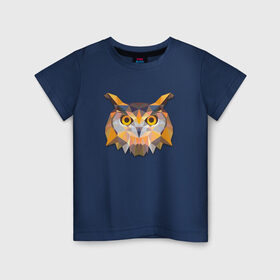 Детская футболка хлопок с принтом Полигональная сова в Кировске, 100% хлопок | круглый вырез горловины, полуприлегающий силуэт, длина до линии бедер | геометрический рисунок | голова | сова
