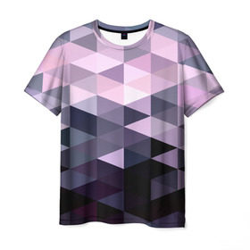 Мужская футболка 3D с принтом Pixel Polygon в Кировске, 100% полиэфир | прямой крой, круглый вырез горловины, длина до линии бедер | геометрия | полигоны | треугольник
