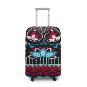 Чехол для чемодана 3D с принтом India Burgundy в Кировске, 86% полиэфир, 14% спандекс | двустороннее нанесение принта, прорези для ручек и колес | орнамент | разноцветный | цветы