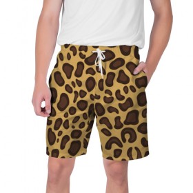 Мужские шорты 3D с принтом Шкура леопарда в Кировске,  полиэстер 100% | прямой крой, два кармана без застежек по бокам. Мягкая трикотажная резинка на поясе, внутри которой широкие завязки. Длина чуть выше колен | 