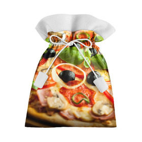 Подарочный 3D мешок с принтом Пицца в Кировске, 100% полиэстер | Размер: 29*39 см | базилик | еда | зелень | маслины | оливки | пицца | помидоры
